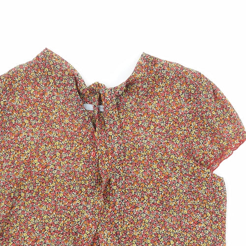 Red Herring Womens Multicoloured Floral Polyester Basic T-Shirt Size 16 V-Neck