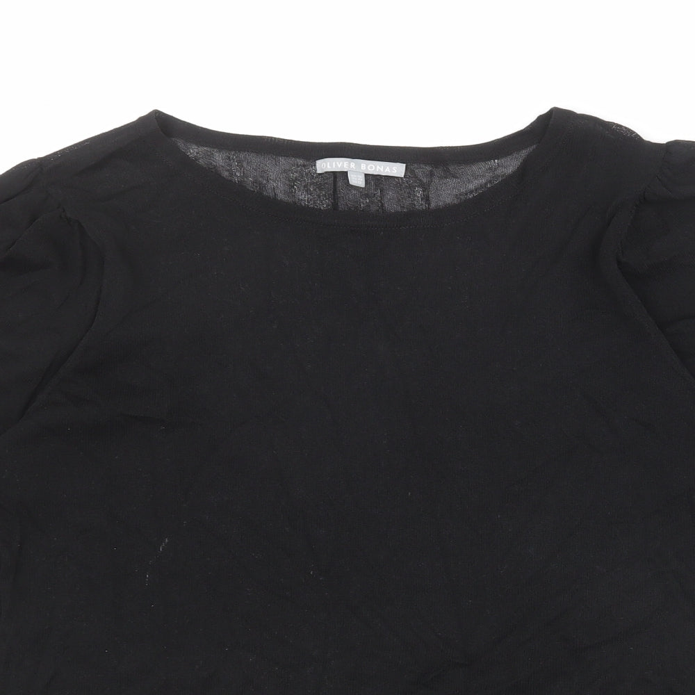 Oliver Bonas Womens Black Viscose Basic T-Shirt Size 16 Round Neck
