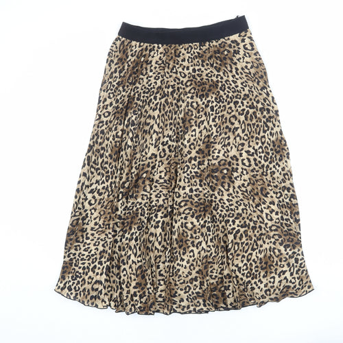H&M Womens Brown Animal Print Polyester Swing Skirt Size 10 - Leopard pattern