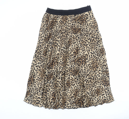 H&M Womens Brown Animal Print Polyester Swing Skirt Size 10 - Leopard pattern