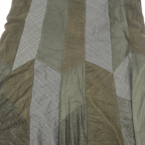 Per Una Womens Green Geometric Polyester Swing Skirt Size 14 Zip