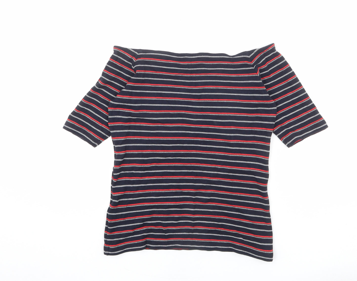 Whistles Womens Multicoloured Striped Viscose Basic T-Shirt Size 14 Off the Shoulder