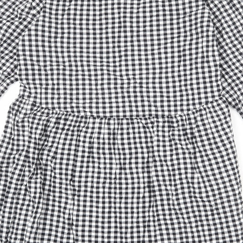 John Lewis Womens Multicoloured Plaid 100% Cotton Shirt Dress Size 16 V-Neck Button