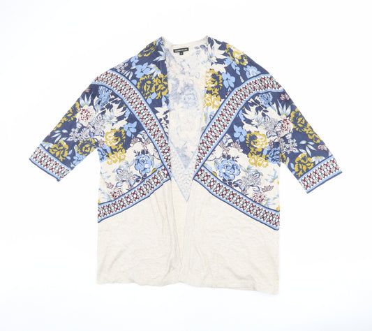 Warehouse Womens Multicoloured V-Neck Geometric 100% Cotton Cardigan Jumper Size M