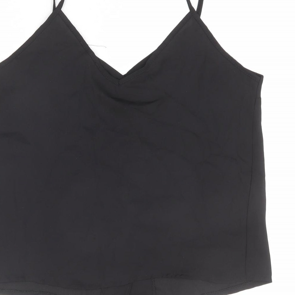 Boohoo Womens Black Polyester Basic Tank Size 14 V-Neck