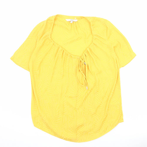 NEXT Womens Yellow Polyester Basic Blouse Size 8 Scoop Neck