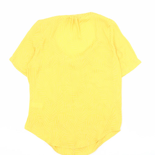 NEXT Womens Yellow Polyester Basic Blouse Size 8 Scoop Neck