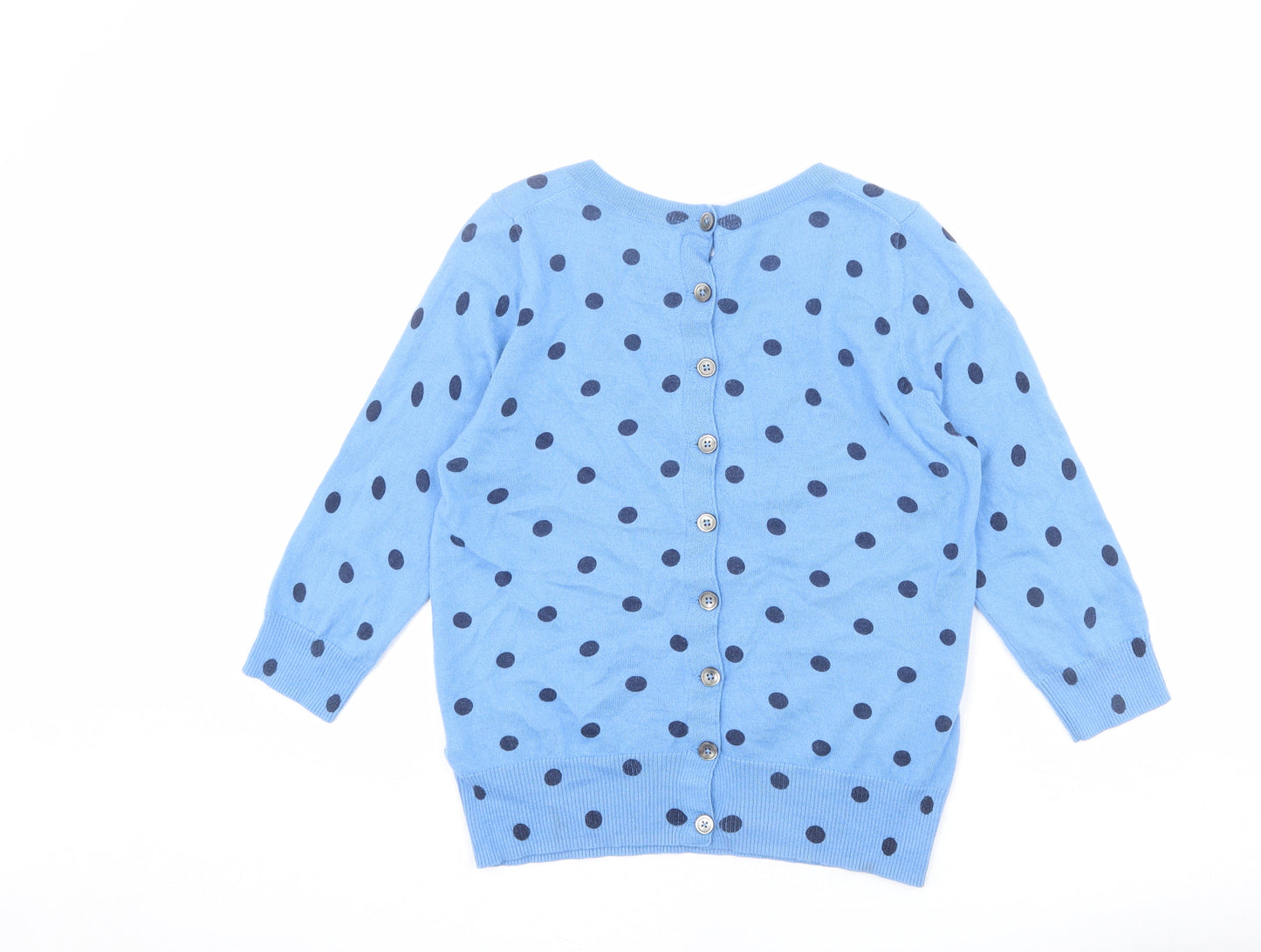 Boden Womens Blue Round Neck Polka Dot Wool Pullover Jumper Size 12