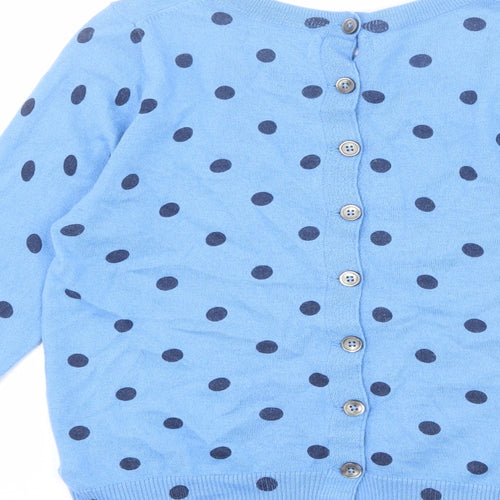 Boden Womens Blue Round Neck Polka Dot Wool Pullover Jumper Size 12
