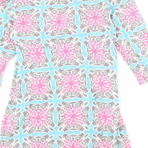 Boden Womens Multicoloured Geometric Linen A-Line Size 8 V-Neck Zip