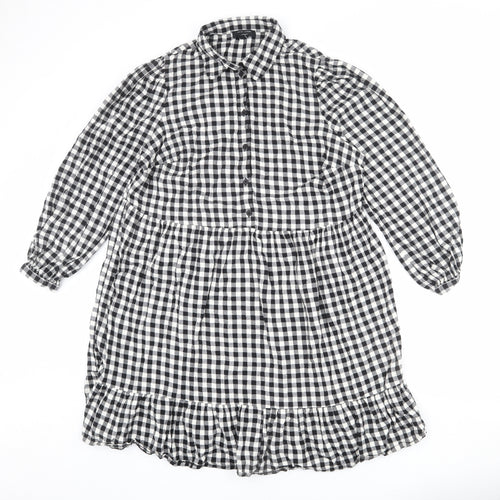 New Look Womens Multicoloured Plaid 100% Cotton Shirt Dress Size 18 Collared Button