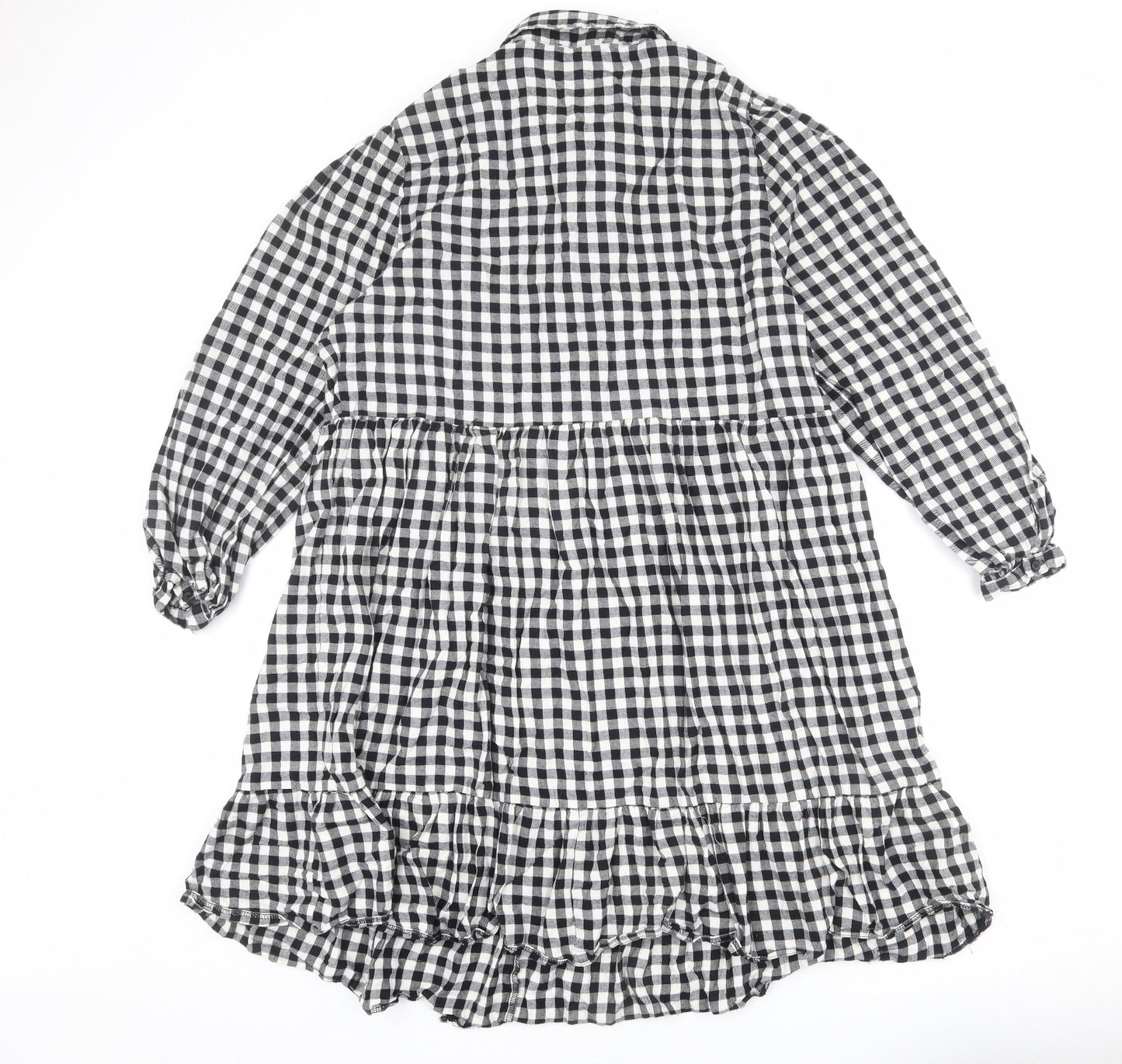 New Look Womens Multicoloured Plaid 100% Cotton Shirt Dress Size 18 Collared Button