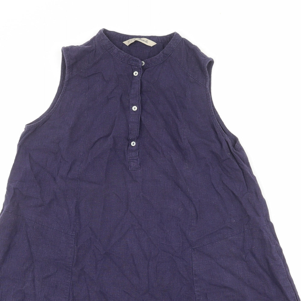 Arienti Womens Blue Polyester A-Line Size 12 V-Neck Button