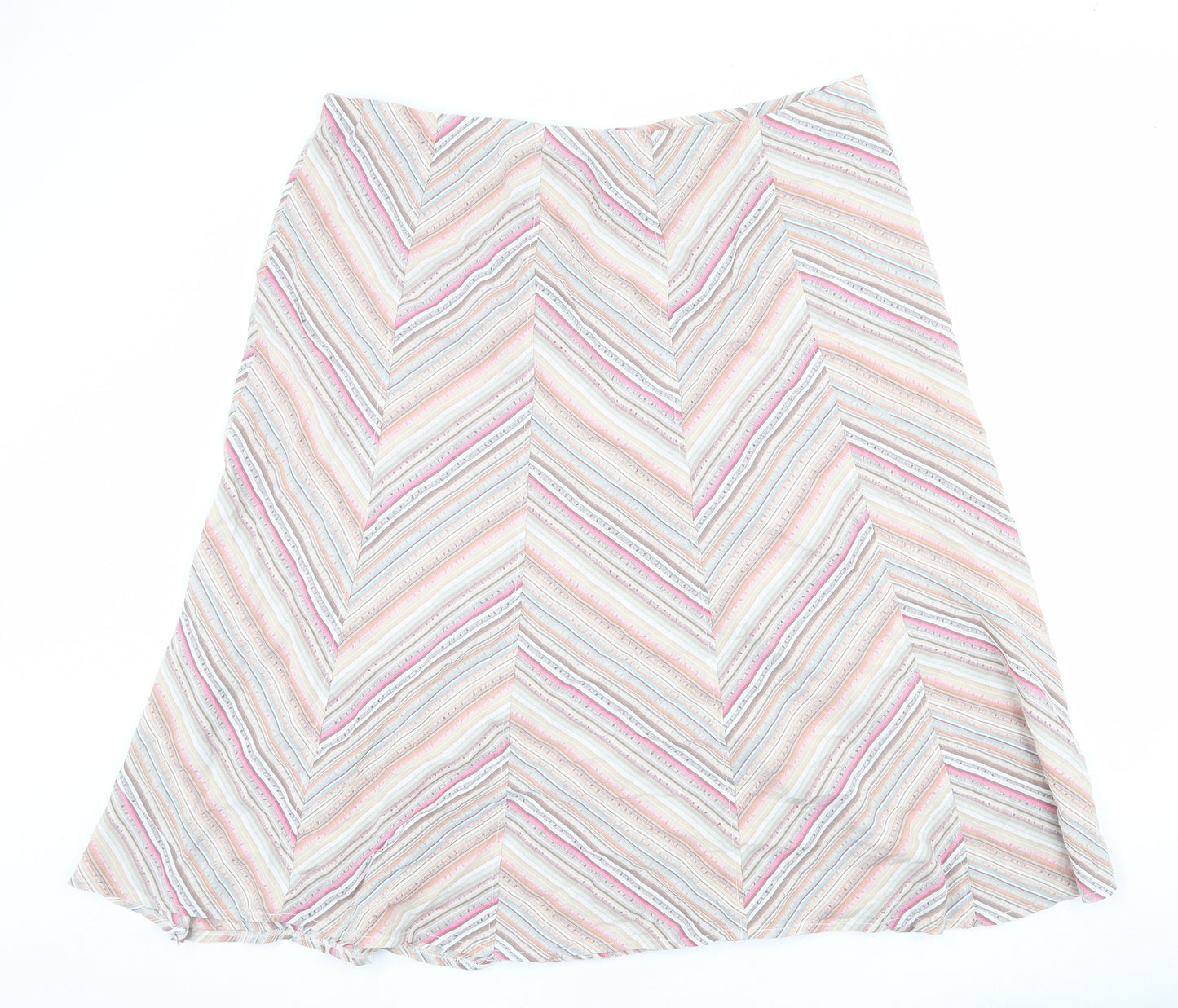 Classic Womens Multicoloured Geometric Cotton Swing Skirt Size 20