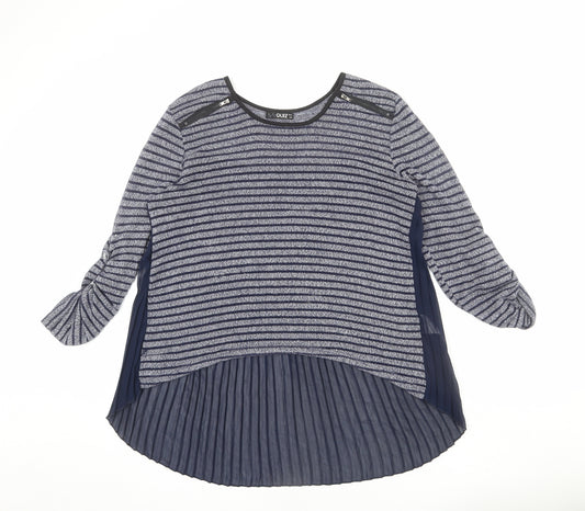 Quiz Womens Blue Round Neck Striped Polyester Pullover Jumper Size 12