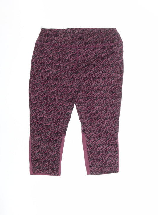 Crane Womens Purple Geometric Polyamide Pedal Pusher Leggings Size M L18 in Regular Pullover