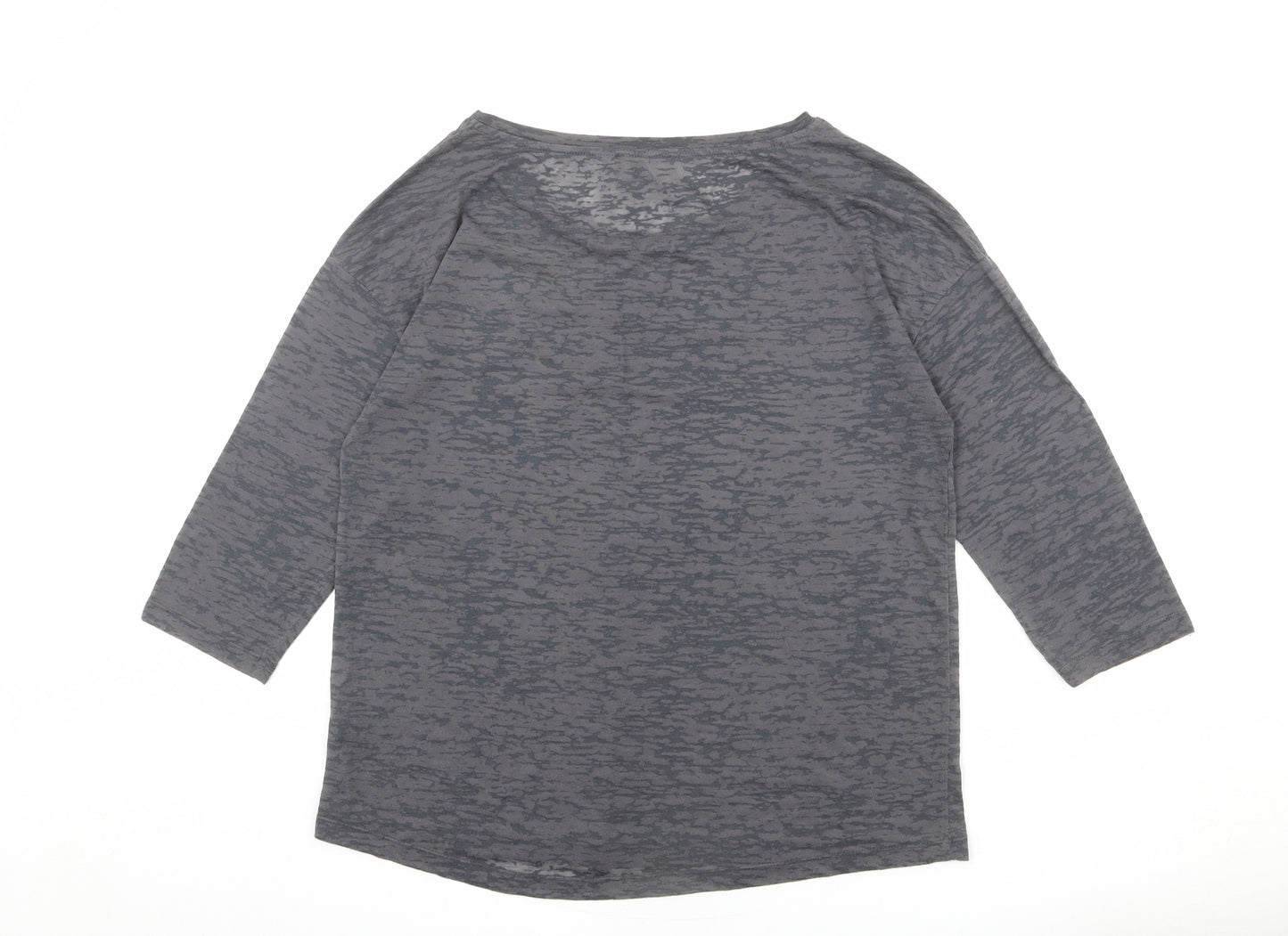 NEXT Womens Grey Polyester Basic T-Shirt Size 14 Round Neck