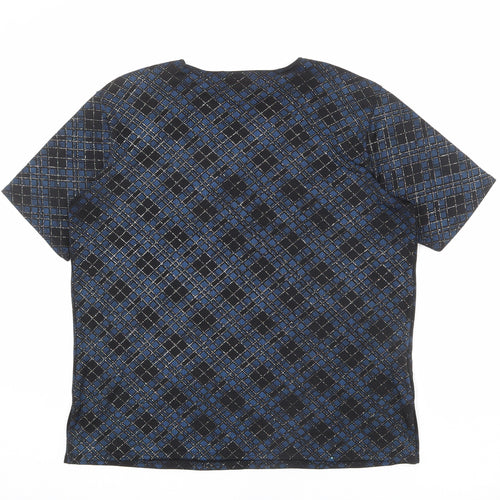 EWM Womens Black Geometric Polyester Basic T-Shirt Size 18 Round Neck - Size 18-20