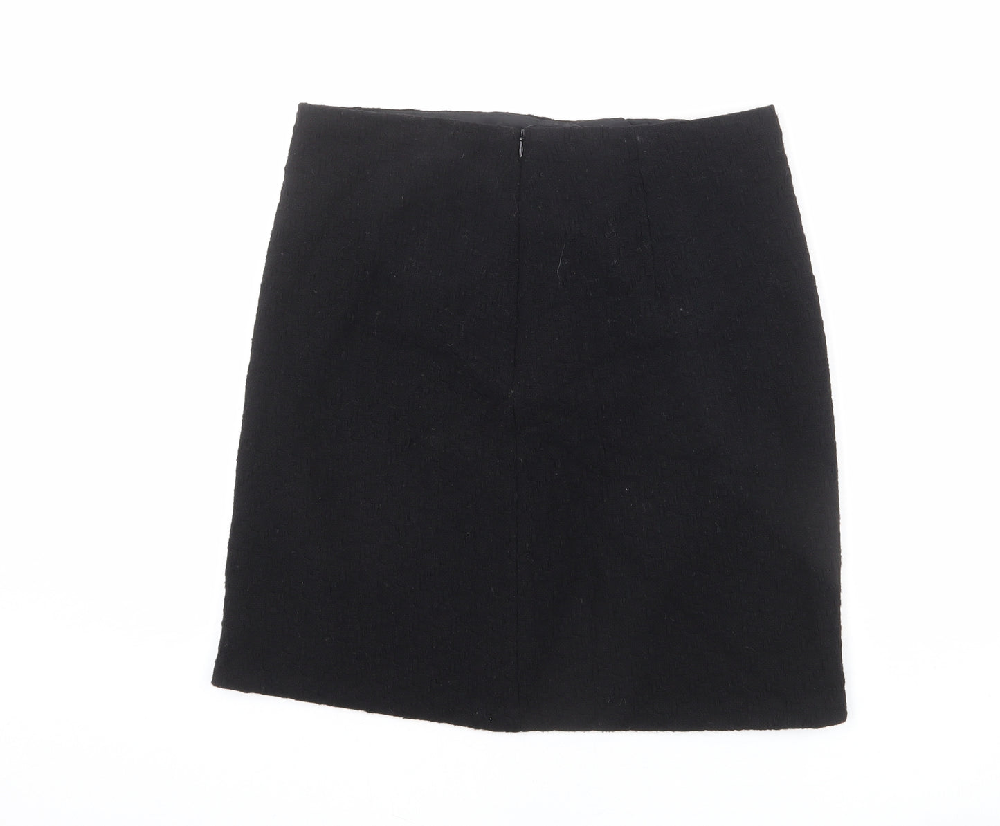 Marks and Spencer Womens Black Wool A-Line Skirt Size 12 Zip