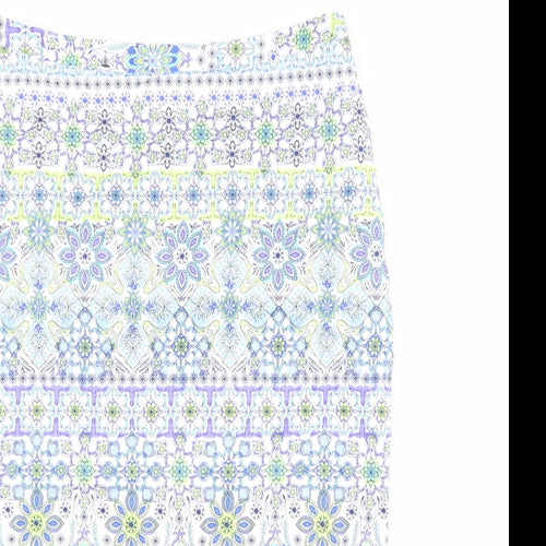 Pure Womens Multicoloured Geometric Cotton Straight & Pencil Skirt Size 10 Zip