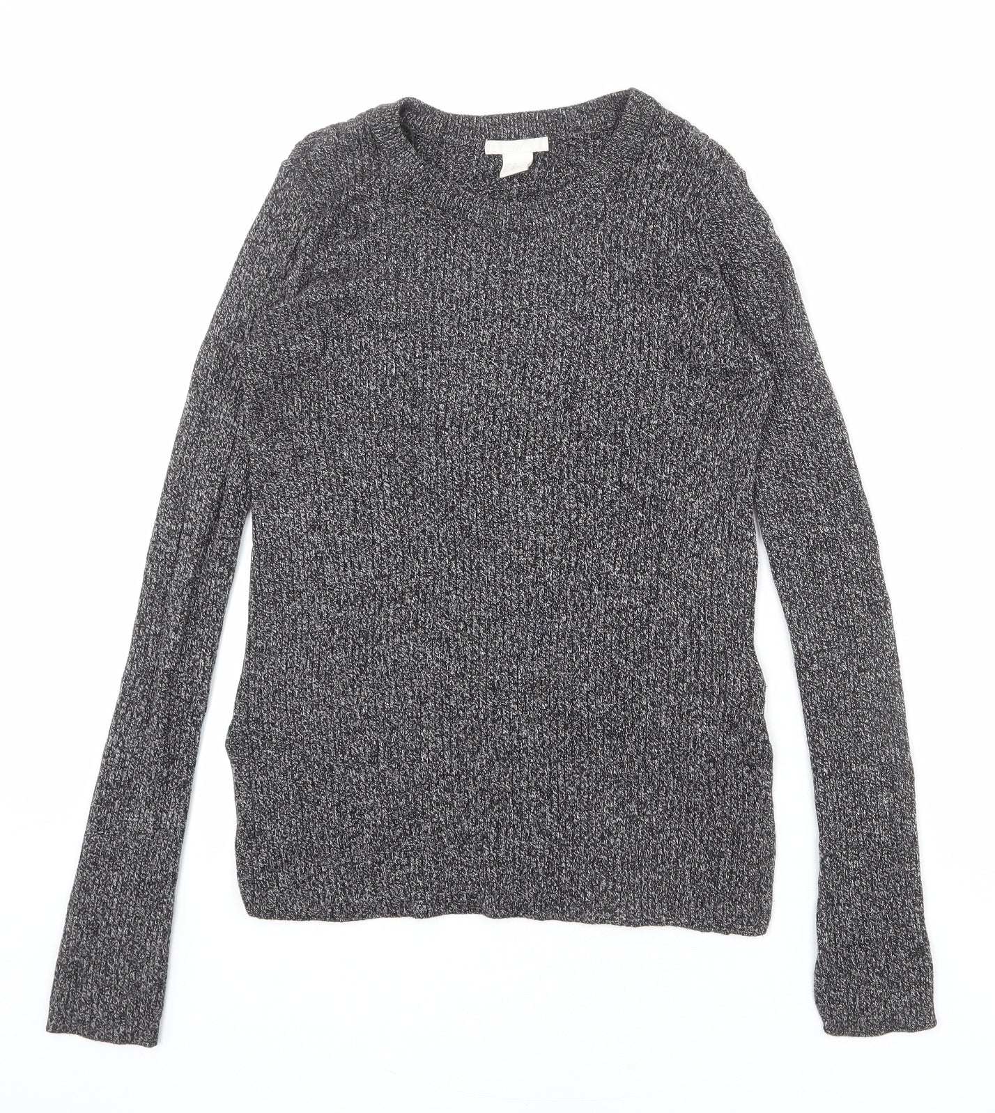 H&M Womens Grey Round Neck Cotton Pullover Jumper Size XS