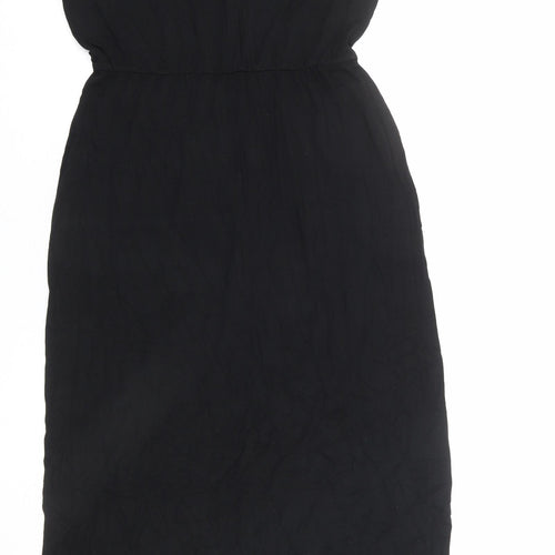 Oasis Womens Black Viscose Maxi Size S V-Neck Pullover