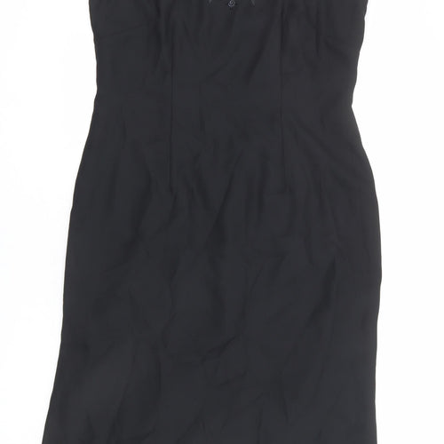 St Michael Womens Black Polyester Pencil Dress Size 16 Round Neck Zip - Floral