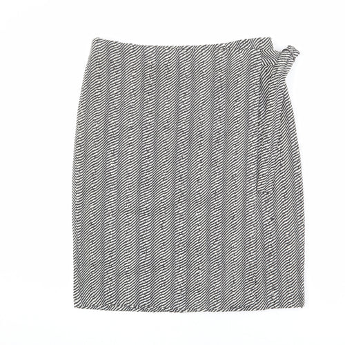 Jaeger Womens Beige Geometric Polyester Wrap Skirt Size 14 Buckle