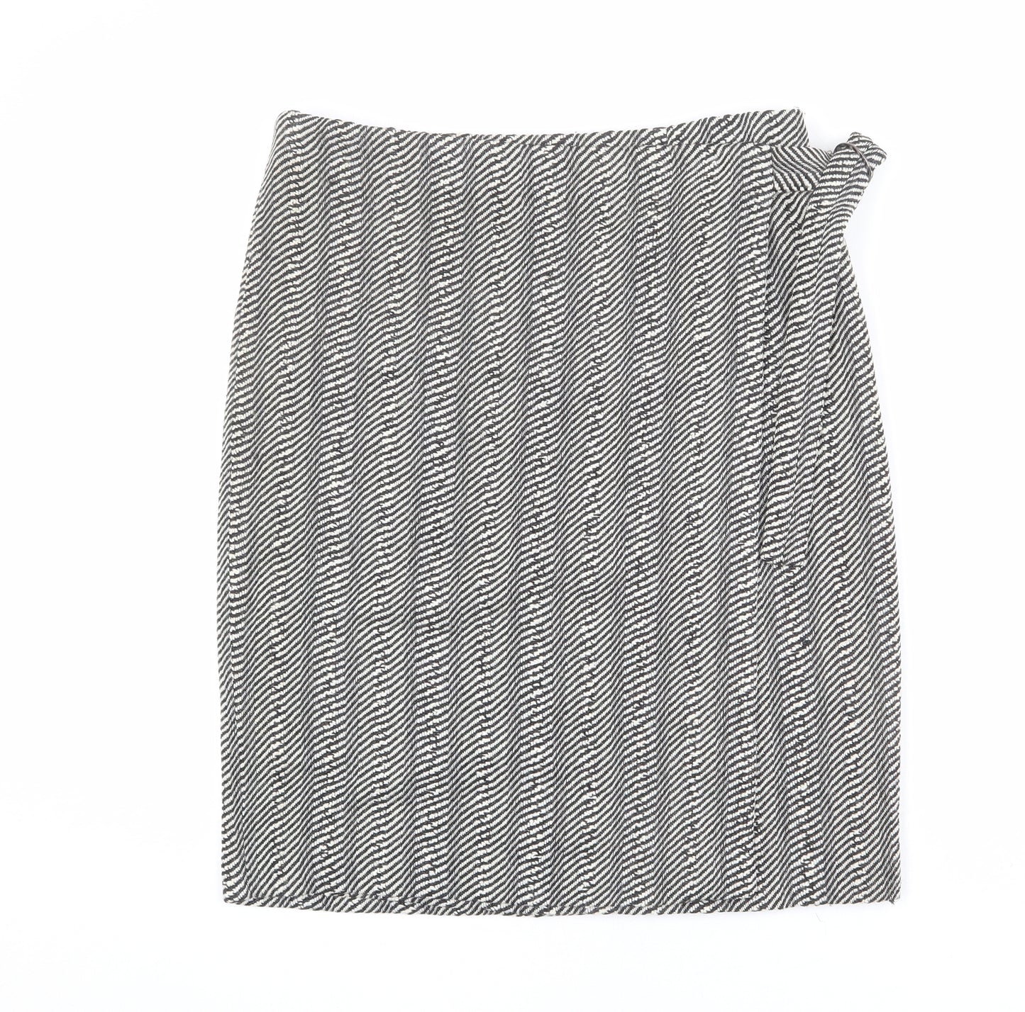 Jaeger Womens Beige Geometric Polyester Wrap Skirt Size 14 Buckle