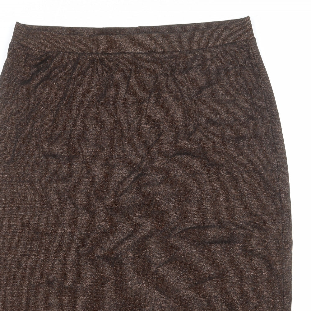 Marks and Spencer Womens Brown Cotton Straight & Pencil Skirt Size 18