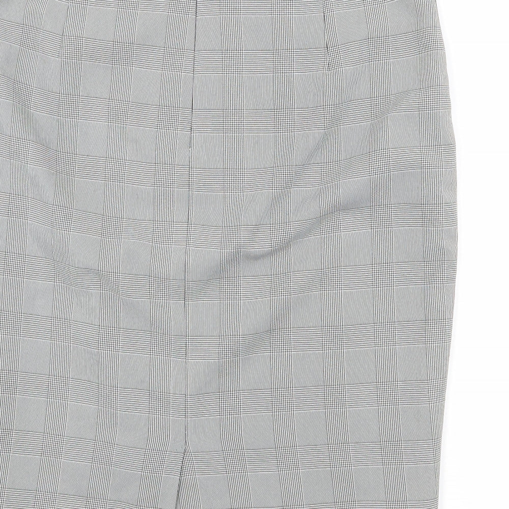 South Womens Grey Plaid Polyester A-Line Skirt Size 14 Zip