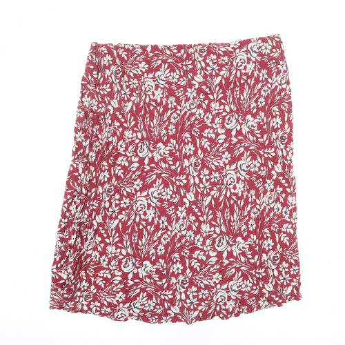 Marks and Spencer Womens Red Floral Viscose A-Line Skirt Size 18