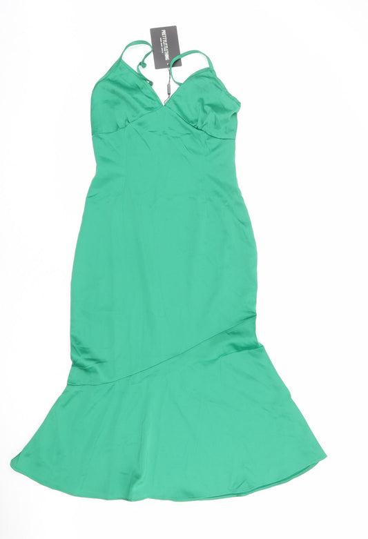 PRETTYLITTLETHING Womens Green Polyester Mermaid Size 8 Sweetheart Zip