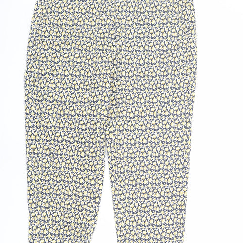 Marks and Spencer Womens Multicoloured Geometric Cotton Pedal Pusher Trousers Size 18 L21 in Regular Zip - Floral Print