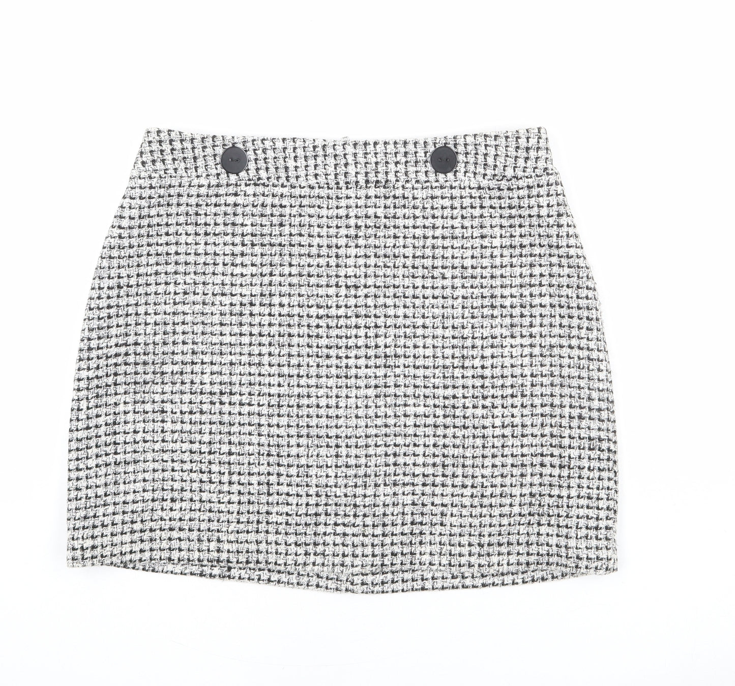 Miss Selfridge Womens Grey Geometric Polyester A-Line Skirt Size 12 Zip