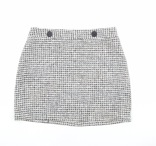 Miss Selfridge Womens Grey Geometric Polyester A-Line Skirt Size 12 Zip