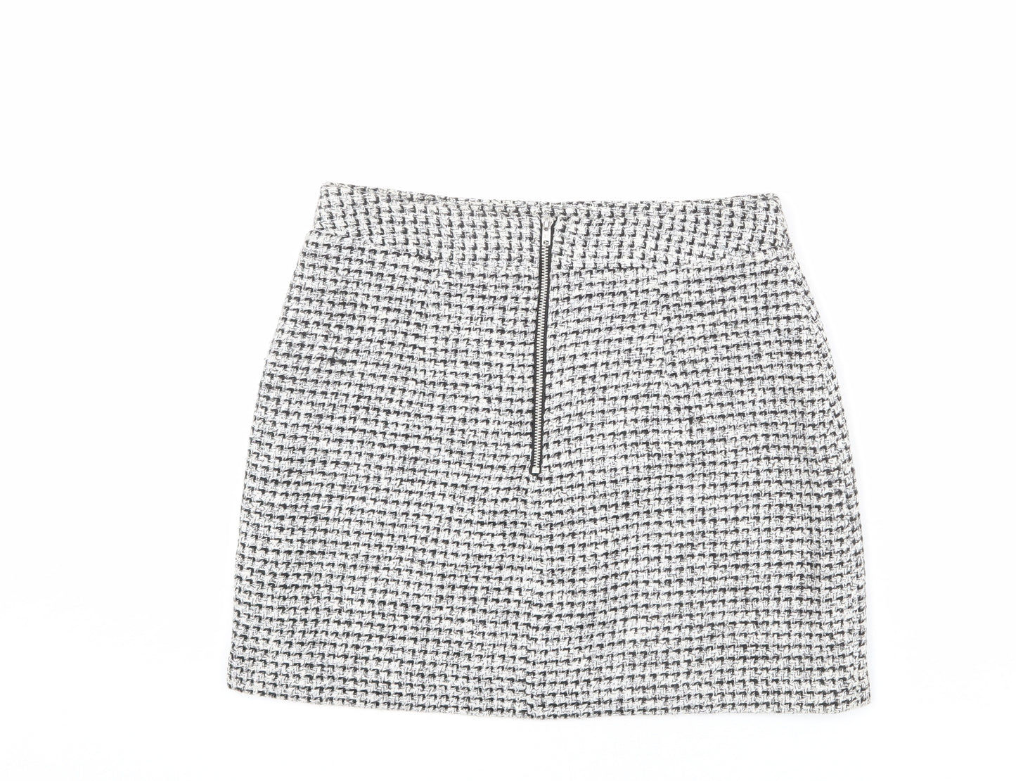 Miss Selfridge Womens Grey Geometric Polyester A-Line Skirt Size 12 Zip