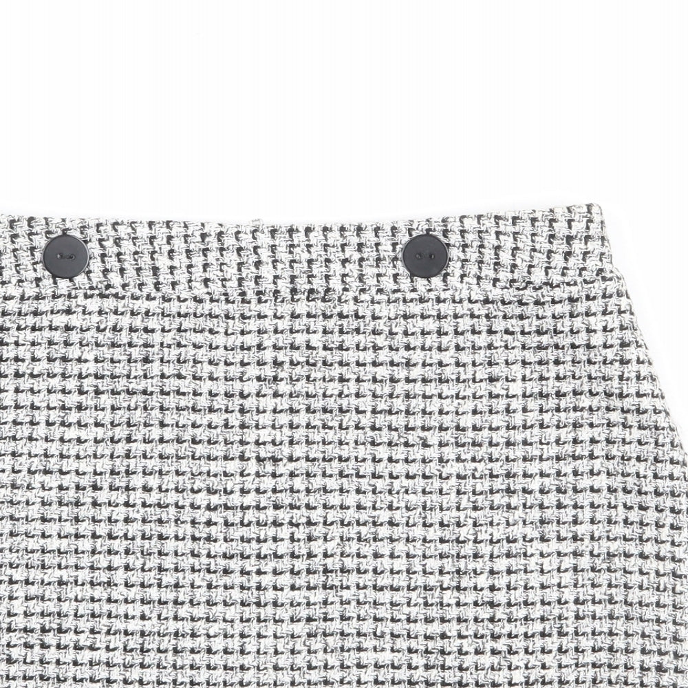 Miss Selfridge Womens Grey Geometric Polyester A-Line Skirt Size 12 Zip