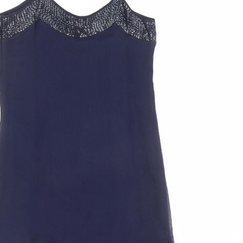 Mango Womens Blue Polyester Slip Dress Size S Scoop Neck Zip