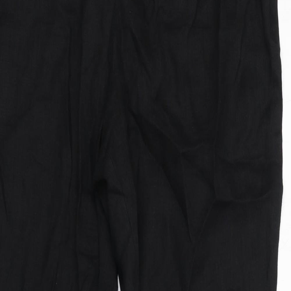 Artigiano Womens Black Linen Trousers Size 16 L32 in Regular Zip