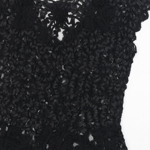 Saloos Womens Black Polyester Basic Blouse Size 12 V-Neck