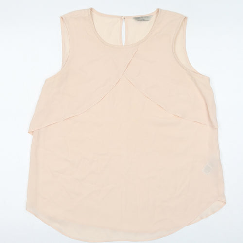 Marks and Spencer Womens Pink Polyester Basic Tank Size 14 Round Neck