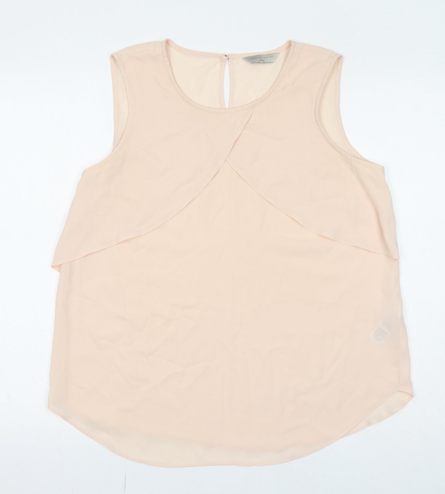 Marks and Spencer Womens Pink Polyester Basic Tank Size 14 Round Neck