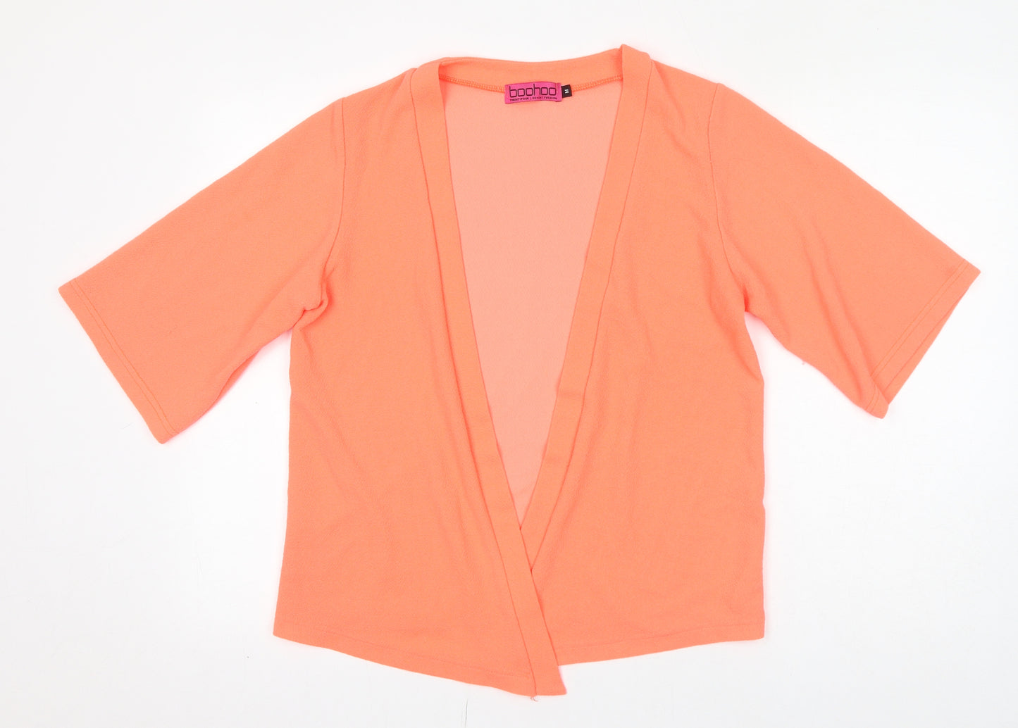 Boohoo Womens Orange Polyester Kimono T-Shirt Size M V-Neck - Neon
