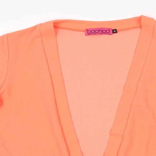Boohoo Womens Orange Polyester Kimono T-Shirt Size M V-Neck - Neon