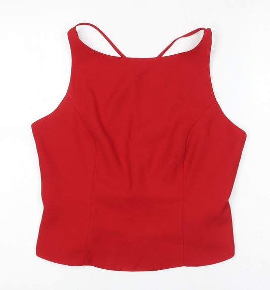 BHS Womens Red Polyester Basic Tank Size 14 Round Neck