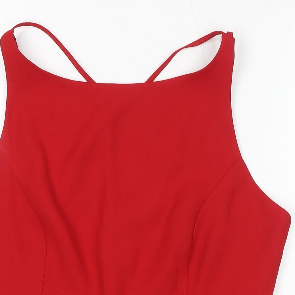 BHS Womens Red Polyester Basic Tank Size 14 Round Neck