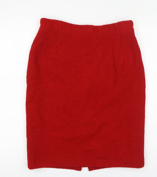 Windsmoor Womens Red Wool A-Line Skirt Size 14 Zip
