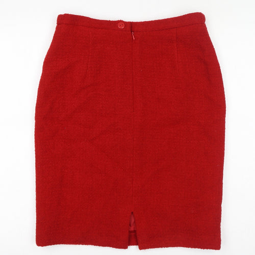 Windsmoor Womens Red Wool A-Line Skirt Size 14 Zip