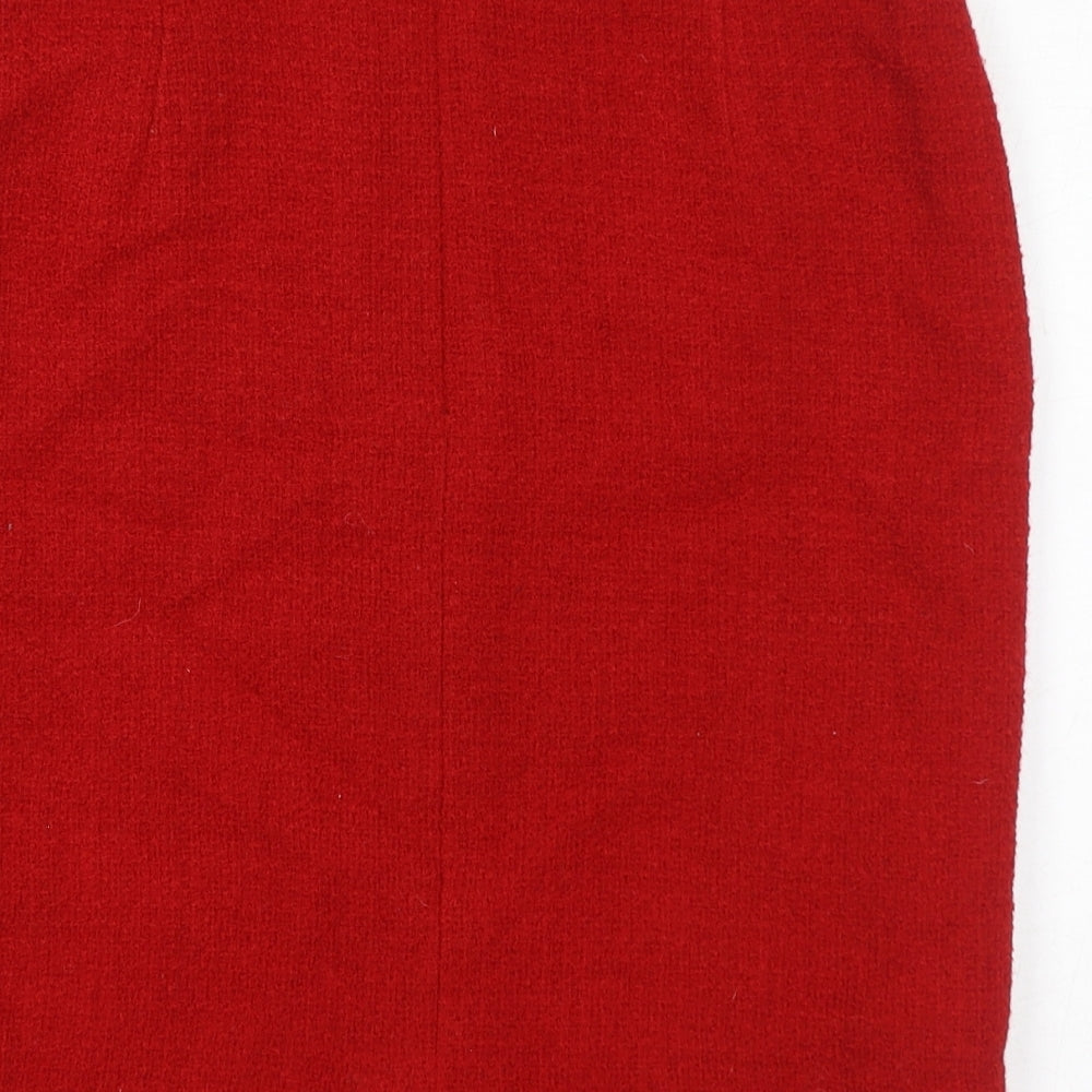 Windsmoor Womens Red Wool A-Line Skirt Size 14 Zip